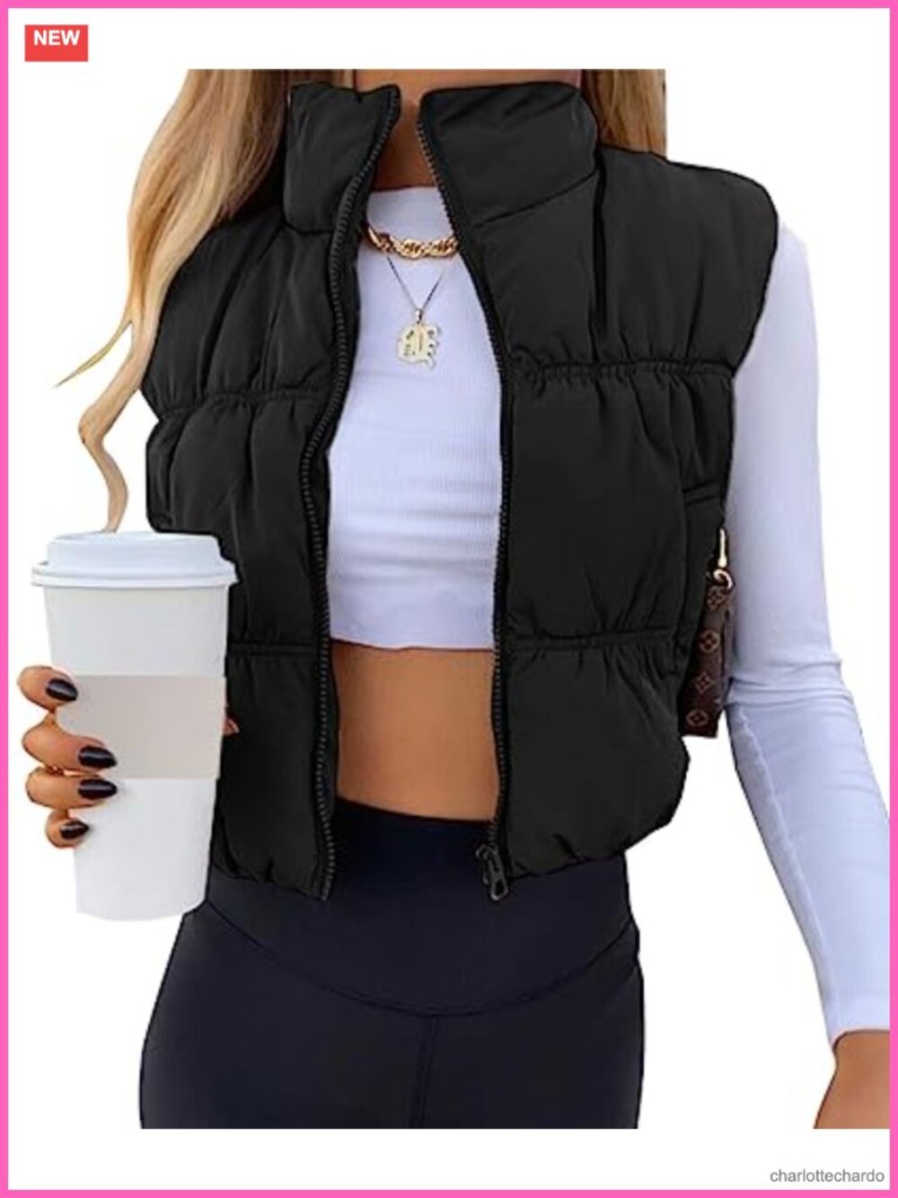 Women's Cropped Puffer Vest Zip Up Sleeveless Padded Quilted Outerwear